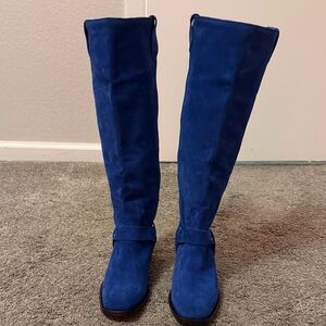 Blue Knee-High Women's Boots. Worn once, made in Italy